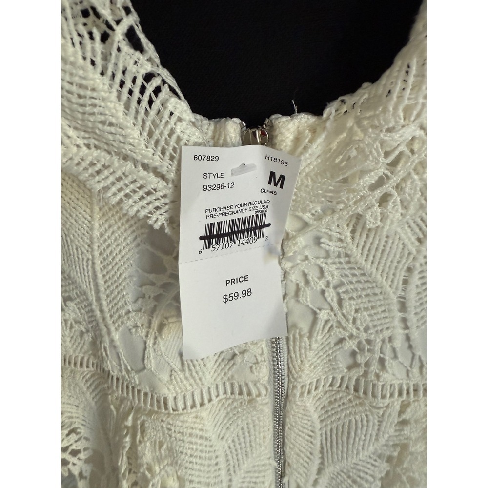 Motherhood Maternity boho‎ Lace Midi Dress Flutter Sleeve ivory off White M - Picture 6 of 12
